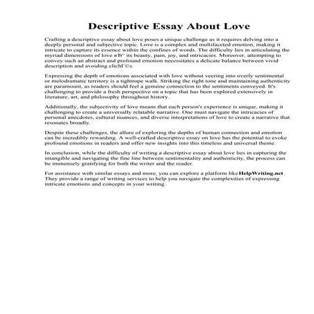 Descriptive Essay About Love