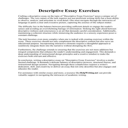 Descriptive Essay Exercises