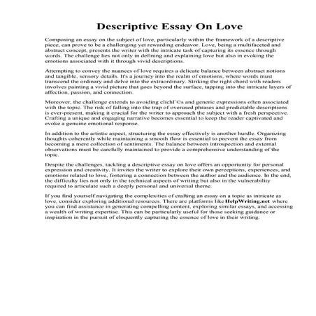 Descriptive Essay On Love | PDF