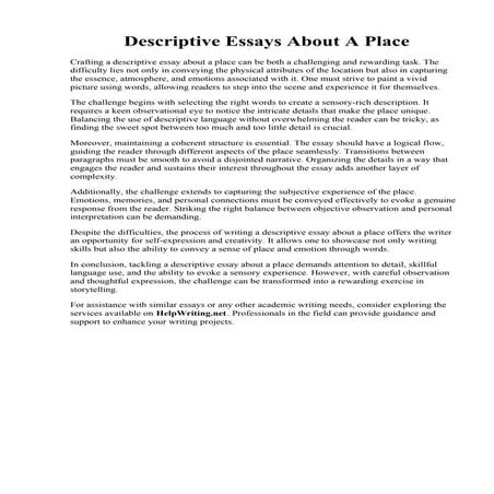 Descriptive Essays About A Place