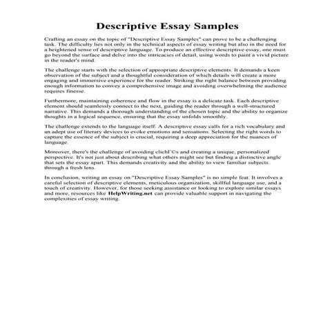 Descriptive Essay Samples
