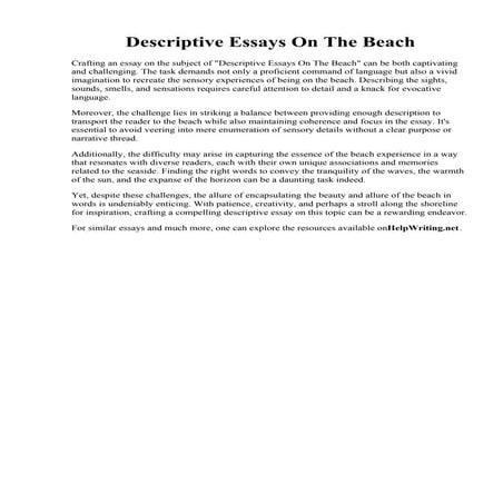 Descriptive Essays On The Beach.pdf