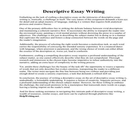 Descriptive Essay Writing. 100 Essay Writing Examples MS Word, PDF ...