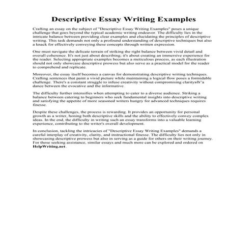 Descriptive Essay Writing Examples