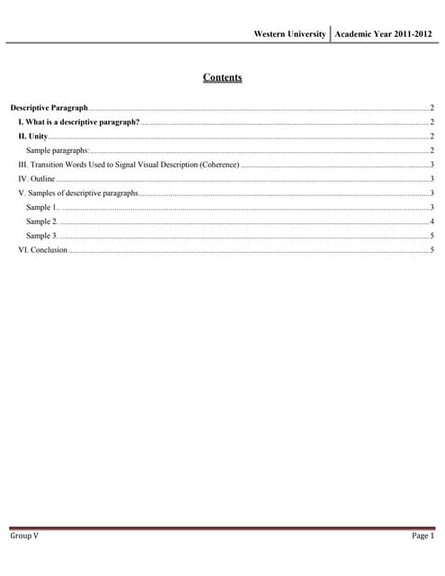descriptive paragraph | PDF