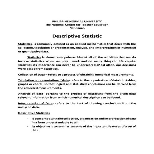 Descriptive statistics. final