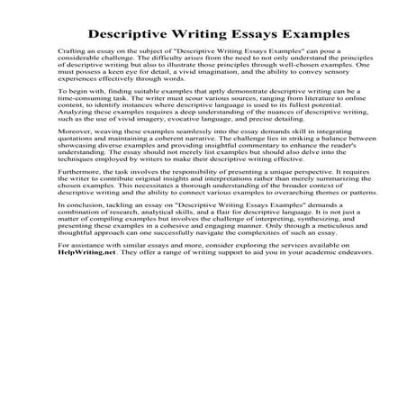 Descriptive Writing Essays Examples