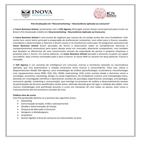 Descritivo Pós-graduação em Neuromarketing - turma 2016 02