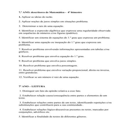 Descritores do 4º bimestre