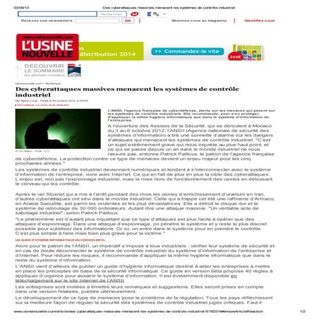 Guide ANSSI : 40 règles d'hygiène informatique en 13 images de ...