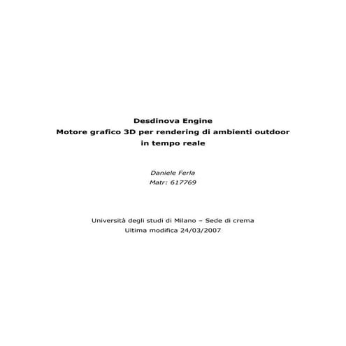 Desdinova Engine: Motore grafico 3D per rendering di ambienti outdoor in temp...