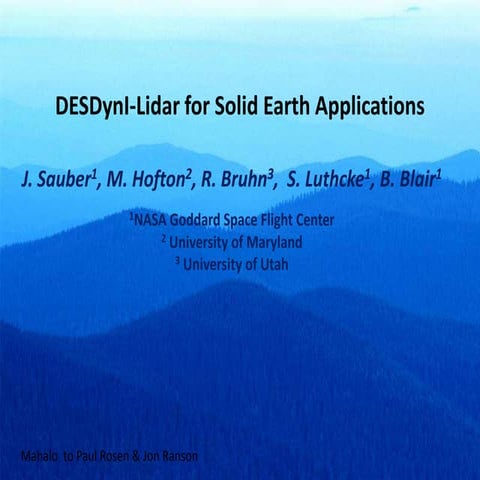 WE2.L09 - DESDYNI LIDAR FOR SOLID EARTH APPLICATIONS