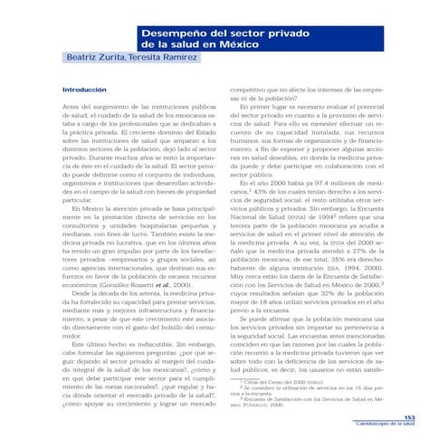 Desempeño del sector privado de la salud en México