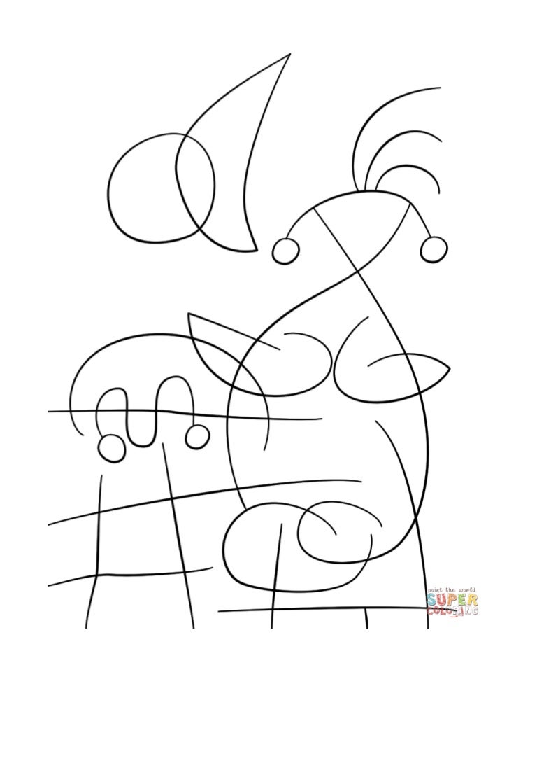 Desenho de the sun embracing the lover by joan miro para colorir de…