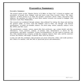 MARKET SURVEY OF E BIKES IN PUNE CITY