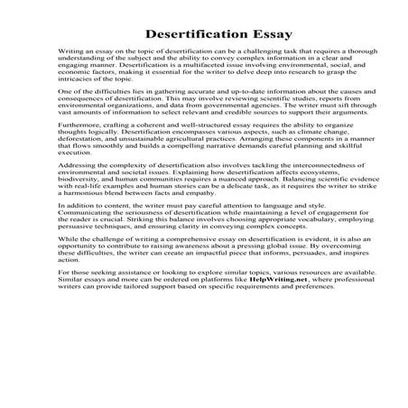 Desertification Essay