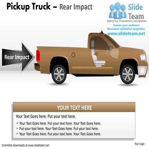 Desert pickup brown truck side view power point slides and ppt diagram templa...