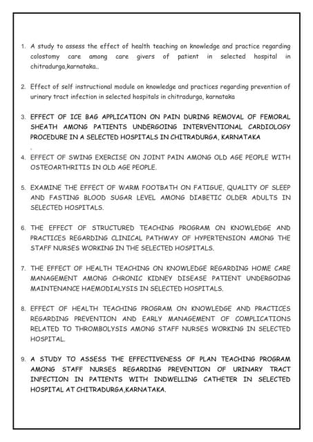 Medical surgical nursing research problem statements | PPT