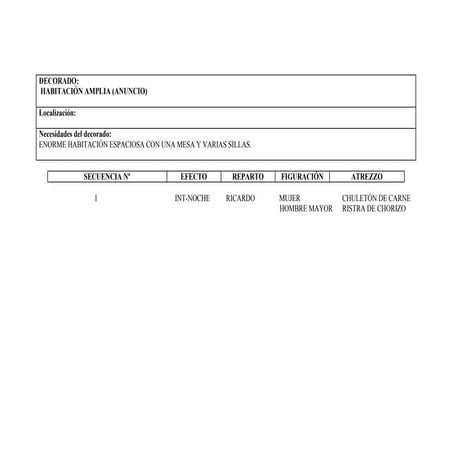 Desglose por decorados