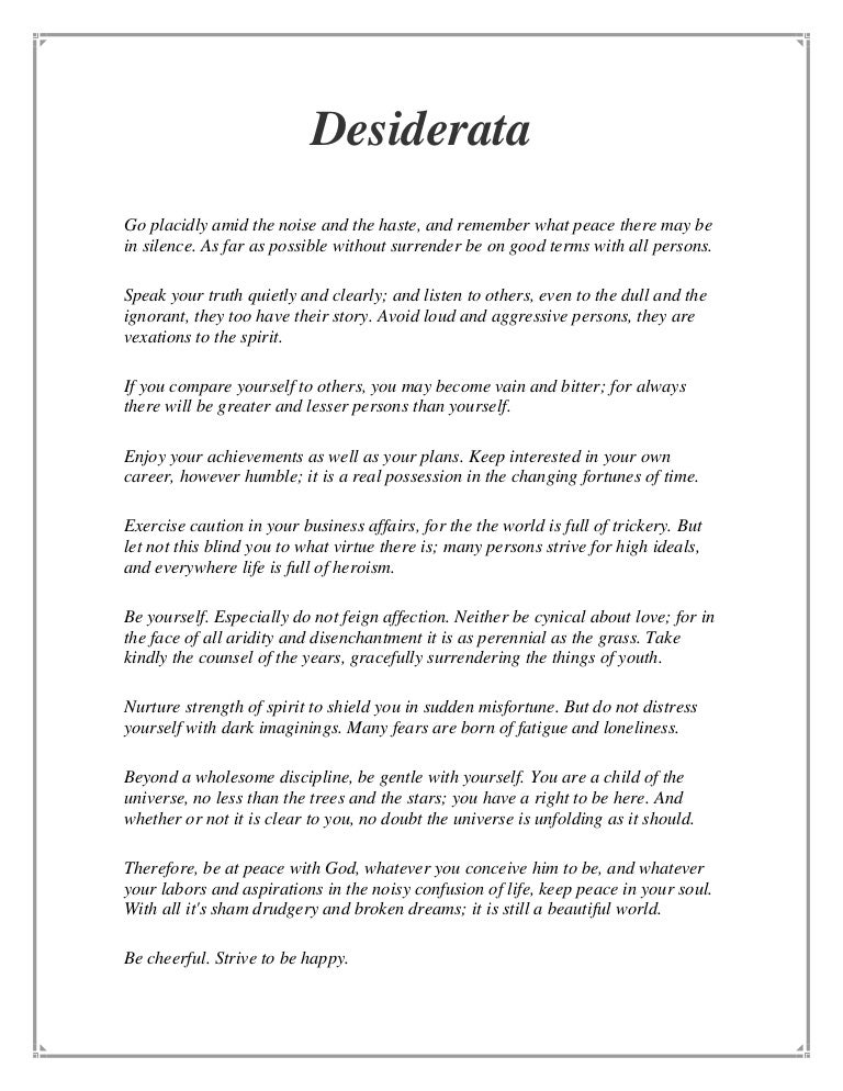 Desiderata Desiderata