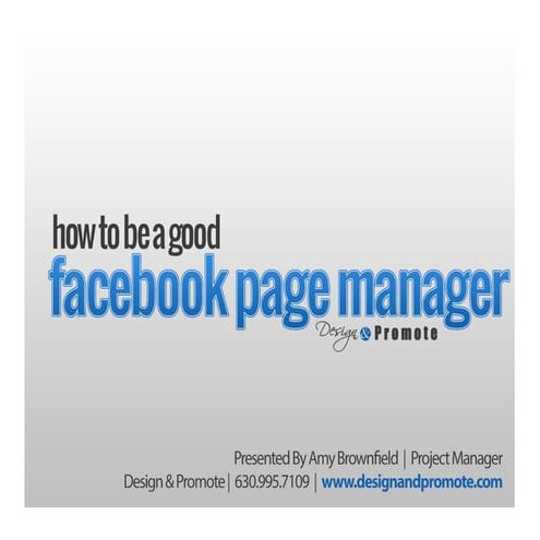 How To Be A Good Facebook Page Manager