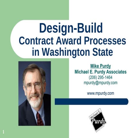 Design Build Requirements In Washington State   By Michael E Purdy