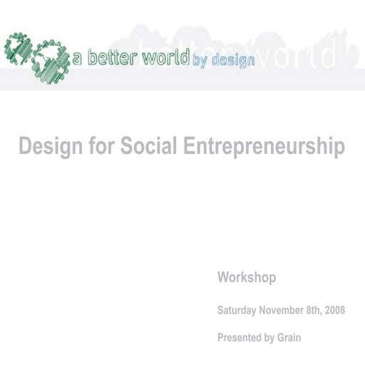 Design For Social Entrepreneurship Workshop