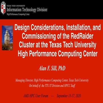 Design installation-commissioning-red raider-cluster-ttu