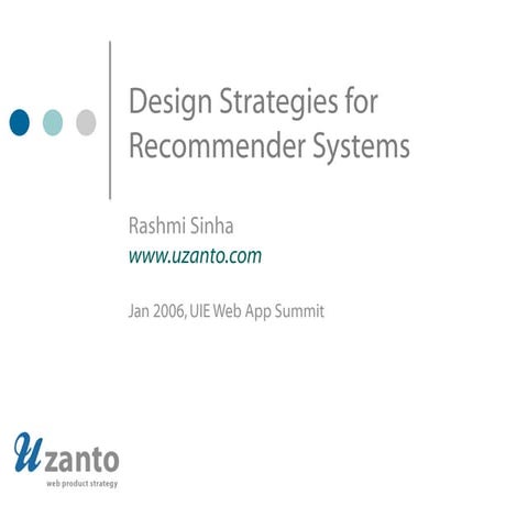 Design of recommender systems