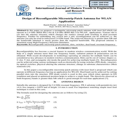 Design of Reconfigurable Microstrip Patch Antenna for WLAN Application
