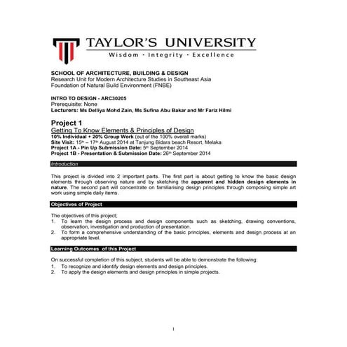 Design   project one - brief- feb intake (1)