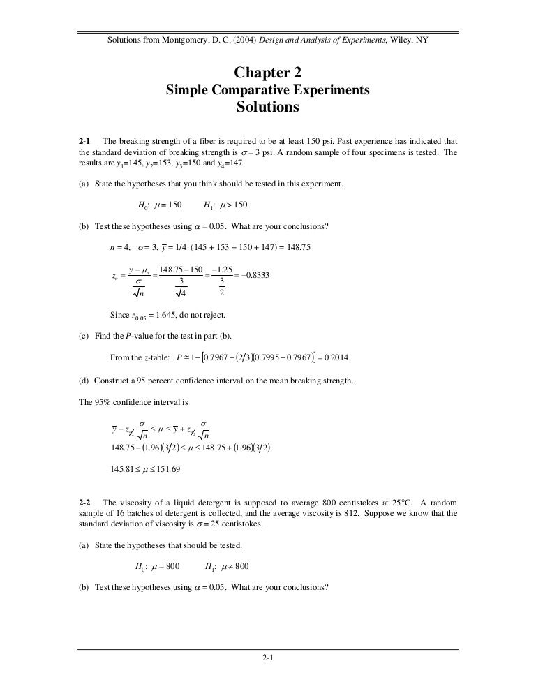 design and analysis of experiments 8th edition solutions pdf