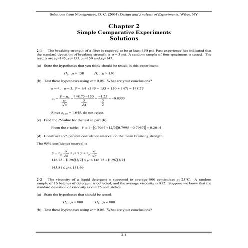Solutions. Design and Analysis of Experiments. Montgomery