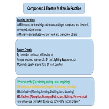 GCSE Drama: Live Performance Evaluation- structuring your responses and ...