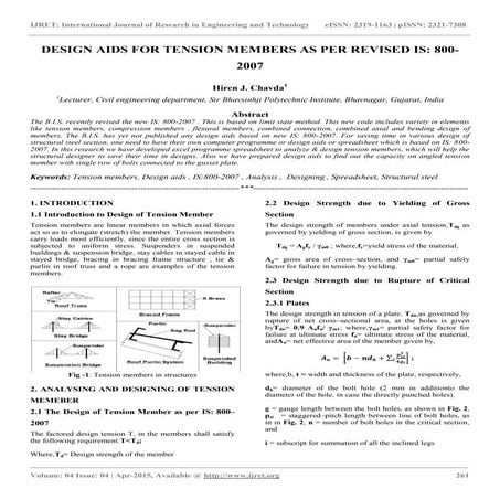 Design aids for tension members as per revised is  800 2007