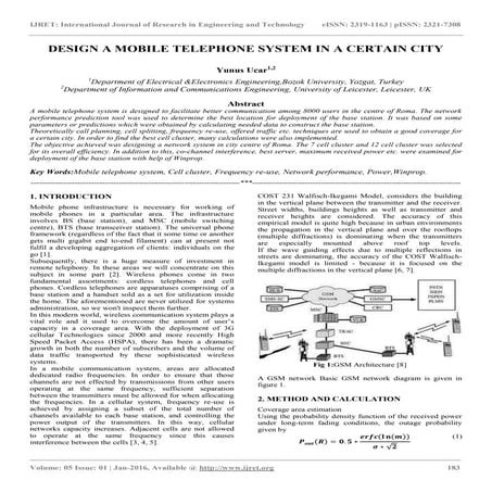 Design a mobile telephone system in a certain city