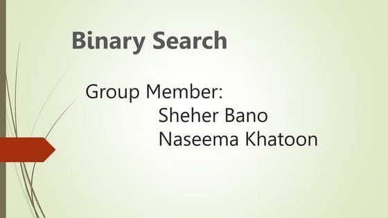 Searching_Techniques Binary search Algorithm | PPT