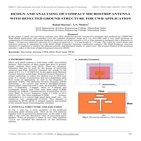 Design and analysing of compact microstrip antenna with defected ground struc...