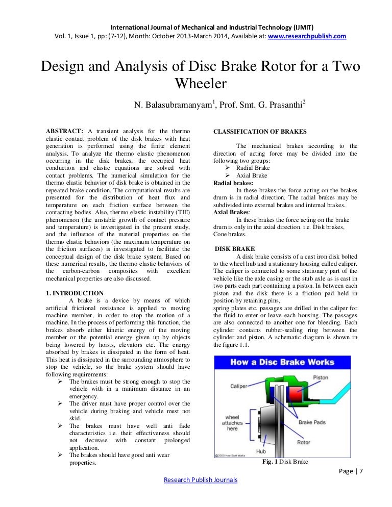 Design and analysis of disc brake rotor for a two wheeler