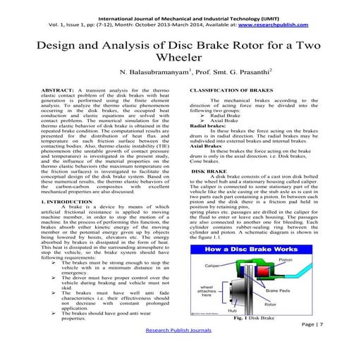 Design and analysis of disc brake rotor for a two wheeler