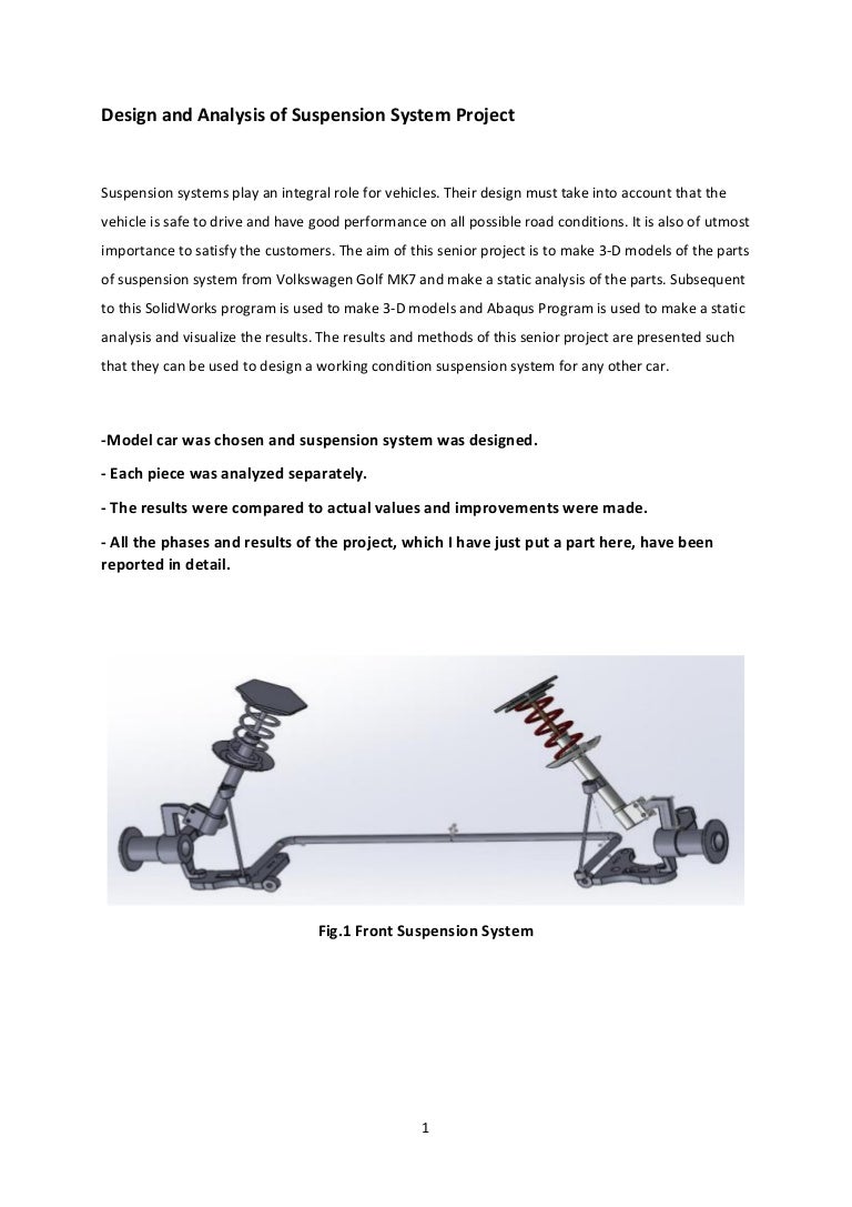 Design and Analysis of Suspension System Project