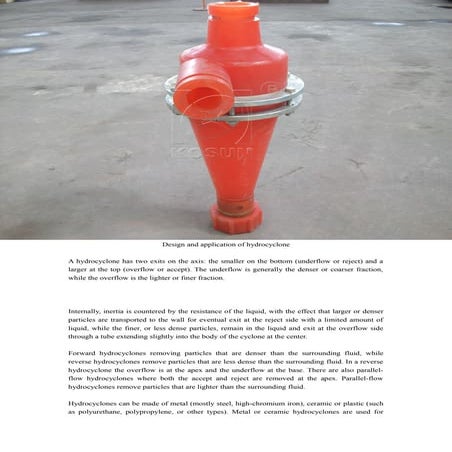 Design and application of hydrocyclone