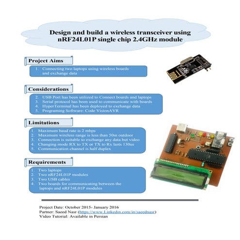 Design and build a wireless transceiver using nrf24l01p single chip 2.4g hz 