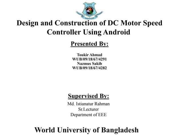 Design and Construction of DC Motor Speed Controller Using Android.ppt Circuit Diagram