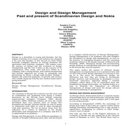 Design and Design Management in Nokia