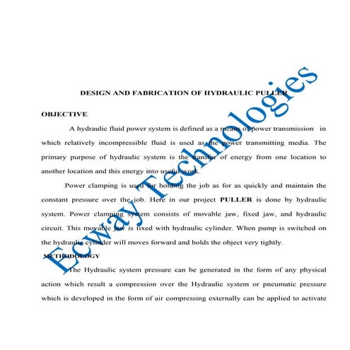 Design and fabrication of hydraulic puller | DOC