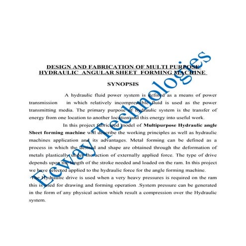 Design and fabrication of multi purpose hydraulic type angle sheet forming ma...