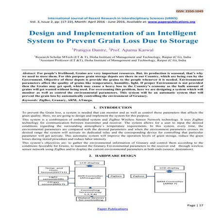 Design and Implementation of an Intelligent System to Prevent Grain Loss Due ...