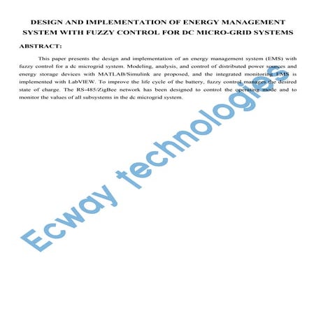 Design and implementation of energy management system with fuzzy control for ...