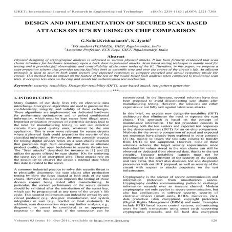Design and implementation of secured scan based attacks on ic’s by ...